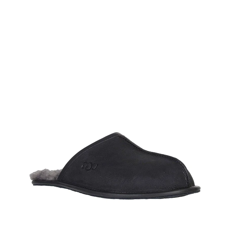 slippers for those who stand on their feet all day-UGG Men's Ascot Slipper, Black Leather