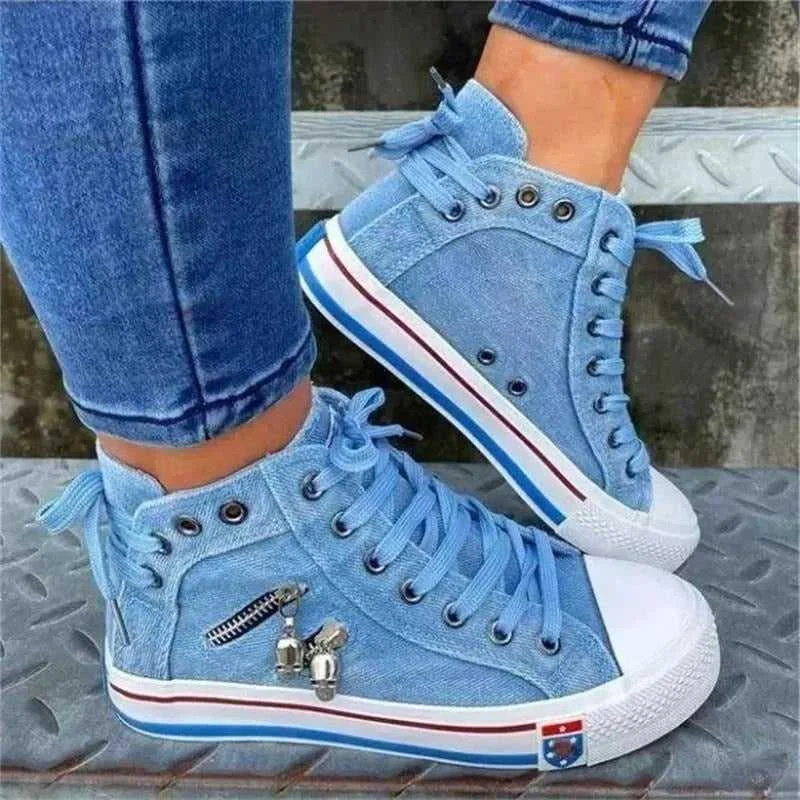 Denim sneakers for women High-top Comfortable Casual