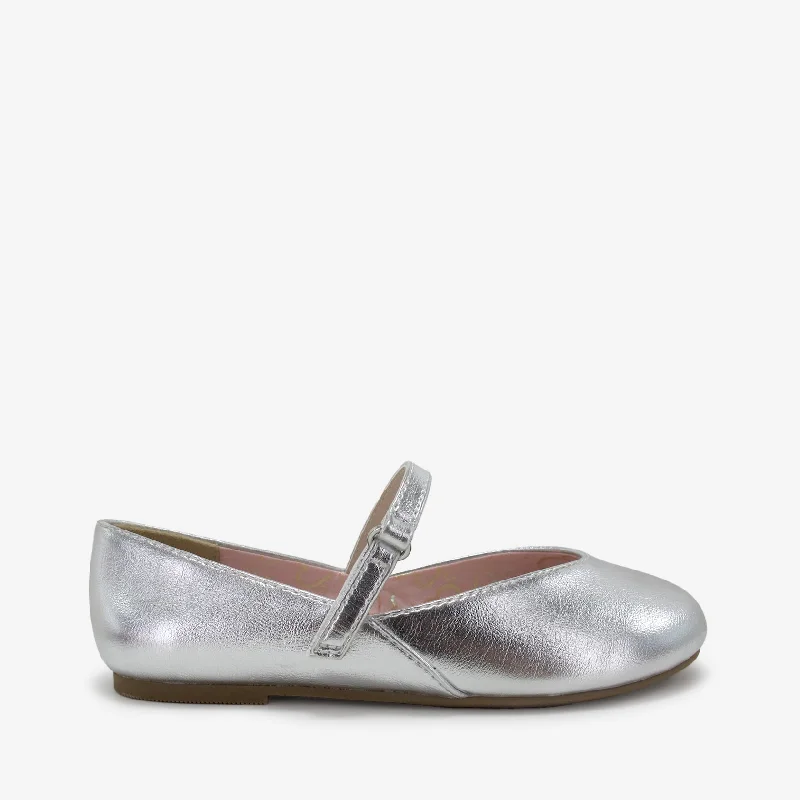 Flats shoes for women with cushioned soles for comfort -KID TIMELESS SILVER