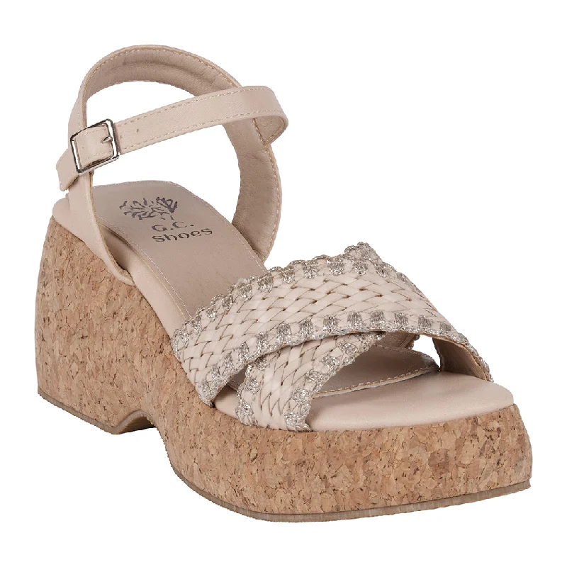 Stylish sandals with neutral tones for versatile styling options -Lucy Natural Cross Strap Slingback Platform Sandals