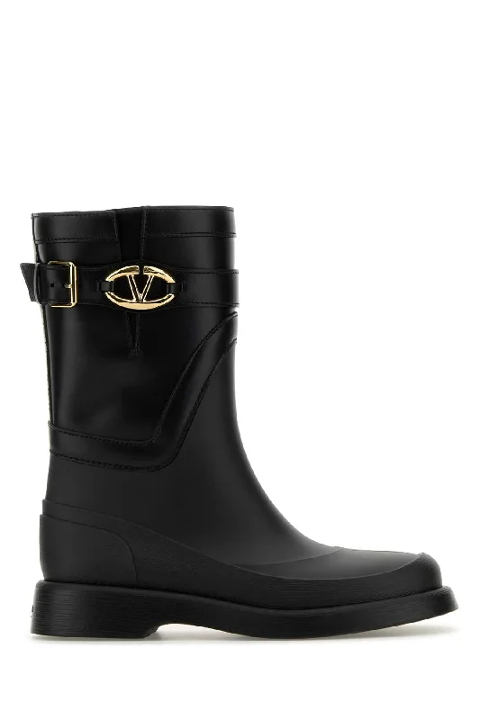 boots with warm, soft interior lining for comfort-VALENTINO GARAVANI Rubber and Leather Boots for Women