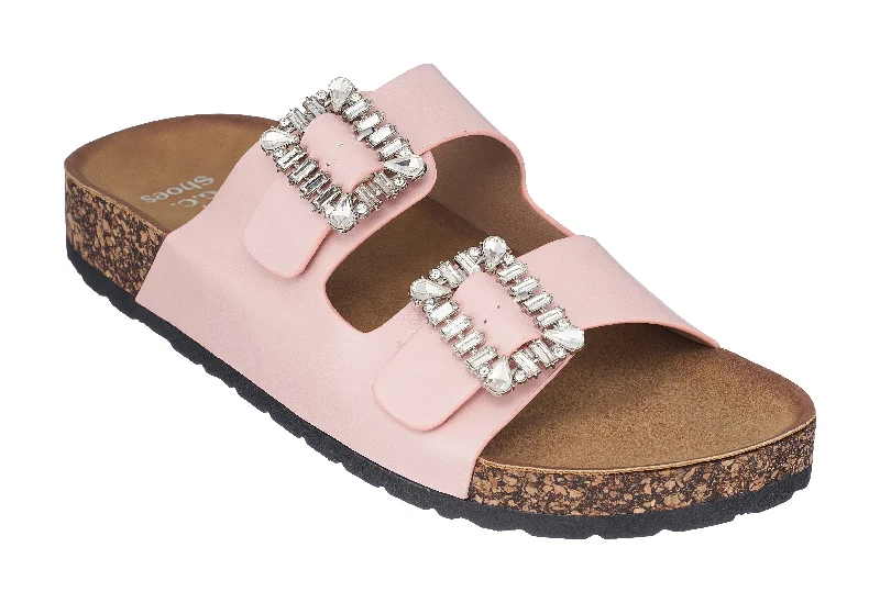 Comfortable sandals with anti-slip soles for safety -Claudia Blush Footbed Sandals