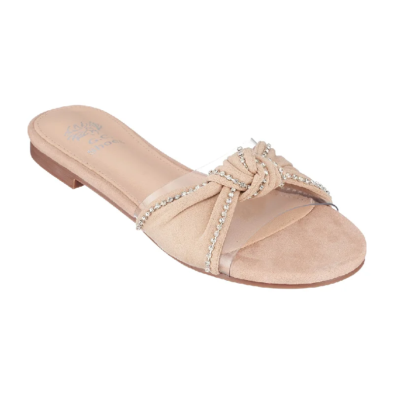 Comfortable sandals for women with soft leather soles for flexibility -Rihanna Nude Flat Sandals