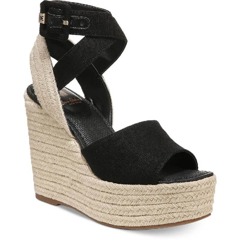 Comfortable sandals for women with extra foot support for standing long hours -Sam Edelman Womens Vada Criss-Cross Front Wedge Platform Sandals