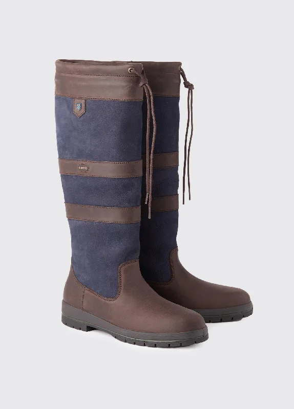 boots with adjustable straps for fit-Galway Mens ExtraFit™ Country Boot - Navy/Brown