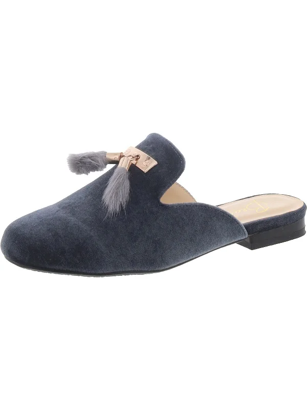 slippers for women with wide feet-LIZA Womens Velvet Slip On Mules