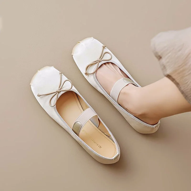 Trendy flats shoes with fun prints for playful outfits -Women Cute Soft Canvas Flats Ballet Shoes