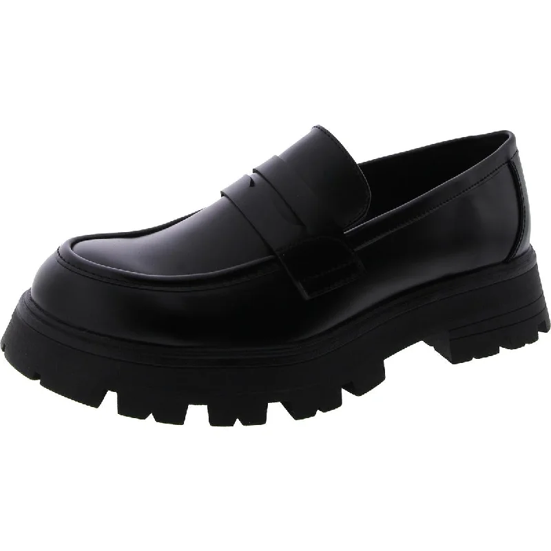 stylish loafers for women with pointed toes -Steve Madden Womens Easy Faux Leather Penny Loafers