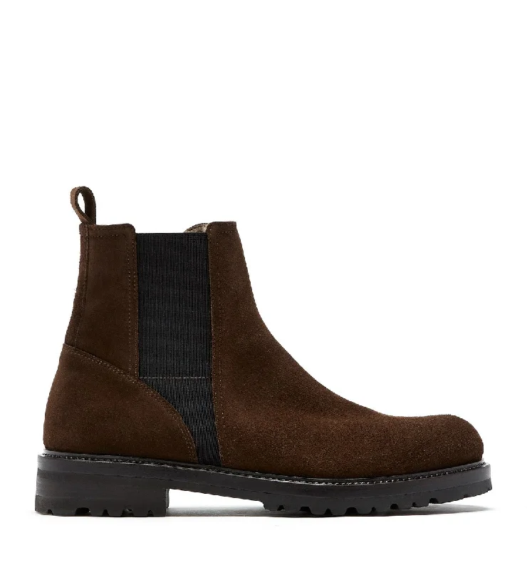 boots for walking comfortably on frozen ground-LEONARDO MEN'S SHEARLING-LINED SUEDE BOOT