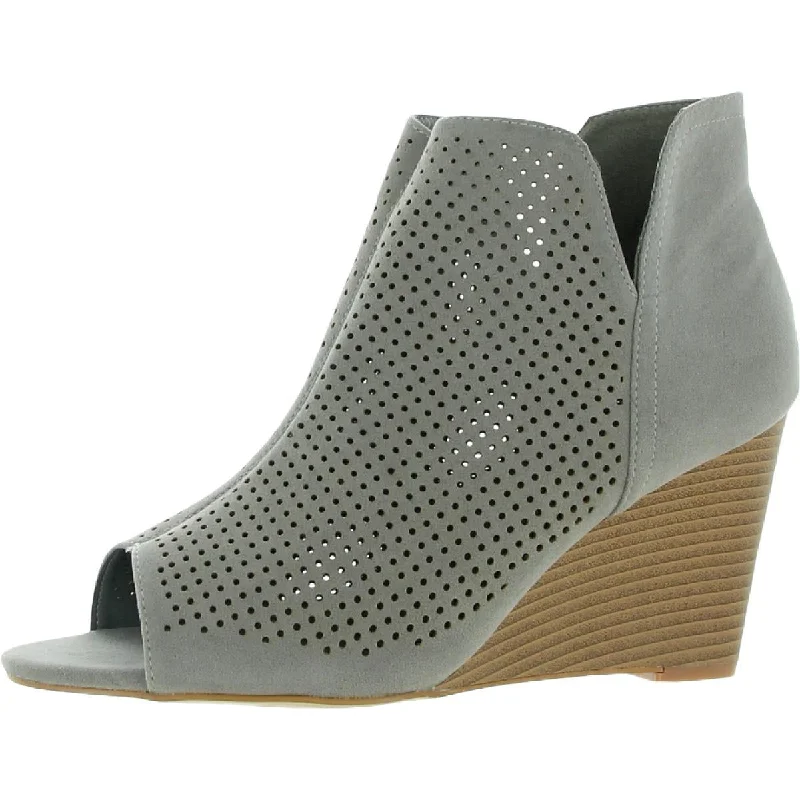 Andies Womens Slip On Perforated Peep-Toe Heels