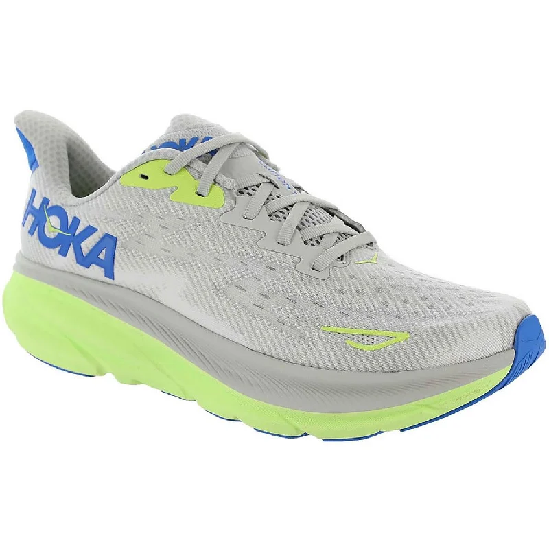 running shoes with shock-absorbing heel -Hoka One One Mens Clifton 9 Knit Fitness Running & Training Shoes