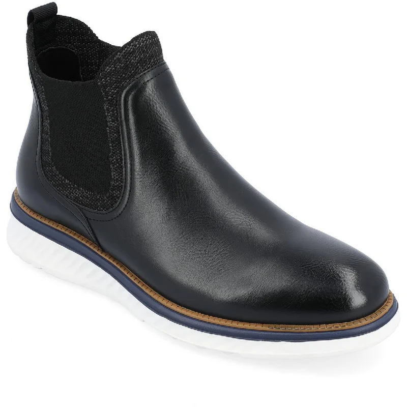 boots for warmth and style in winter-Vance Co. Mens Hartwell Faux Leather Ankle Chelsea Boots