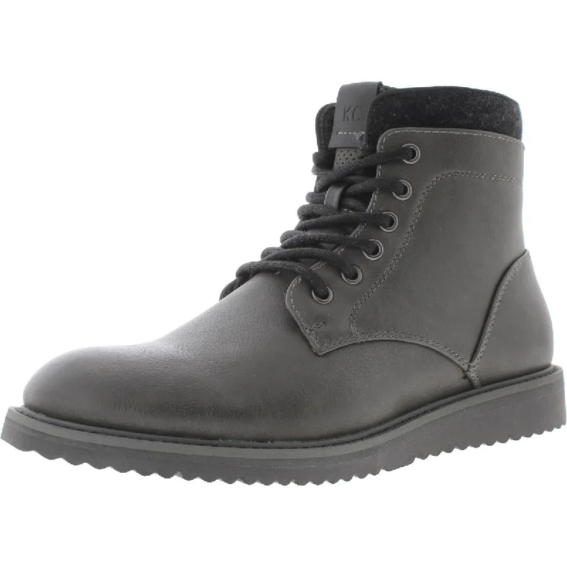 boots for walking on wet and slippery surfaces-Unlisted Mens Russel 2.0 Round Toe Ankle Combat & Lace-up Boots