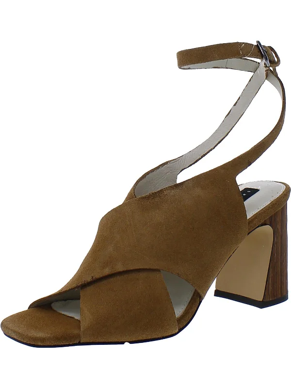 Rowdy Womens Suede Block Heel Slingback Heels