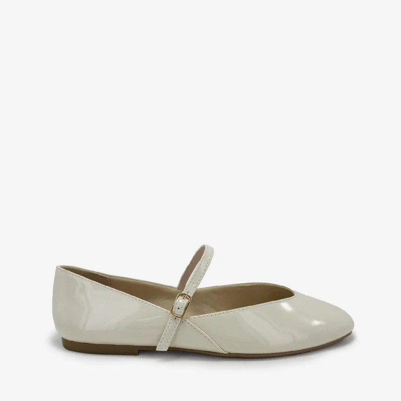 Flats shoes with a rounded toe for comfort -TIMELESS IVORY