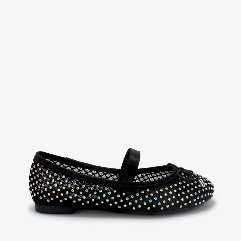 Trendy flats shoes with patterned materials for bold looks -KID ANGGIE BLACK