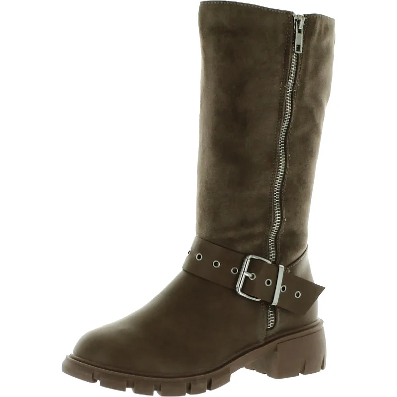 boots with slip-resistant soles for hiking-Steve Madden Girls Hollyy  Velvet Tall Mid-Calf Boots