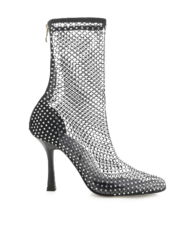 boots for fashionable and functional wear-BINDI - BLACK SATIN-DIAMANTE