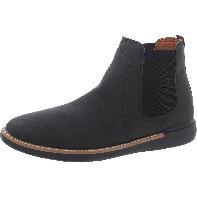 boots with extra padding for comfort during long hikes-Steve Madden Mens Faux Leather Laceless Chelsea Boots