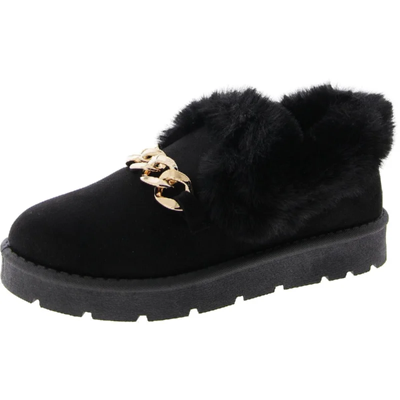 loafers for men with stylish casual appeal -Steve Madden Womens Jeopardy  Chain Faux Fur Loafers