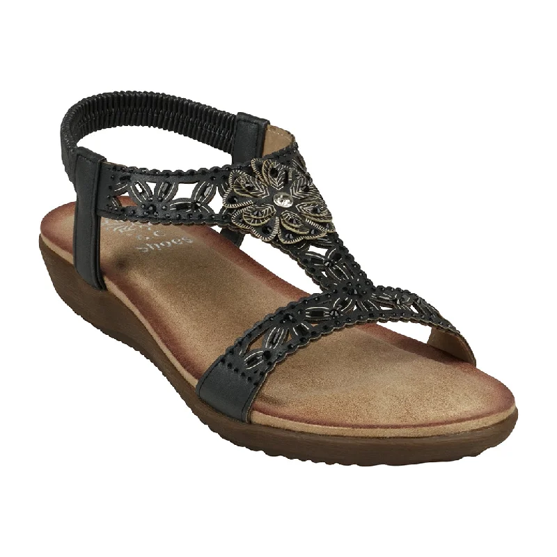 Trendy sandals for women with a gladiator-style design -Toni Black Flat Sandals