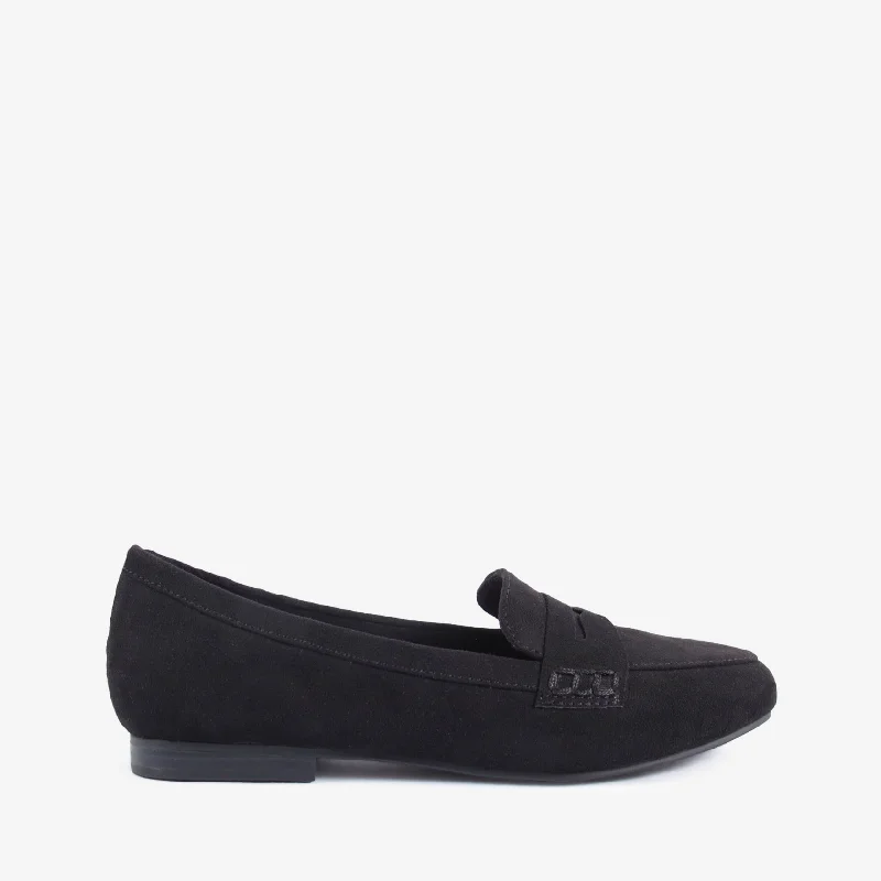 Flats shoes for women with warm wool linings for winter -ROSSI BLACK SD