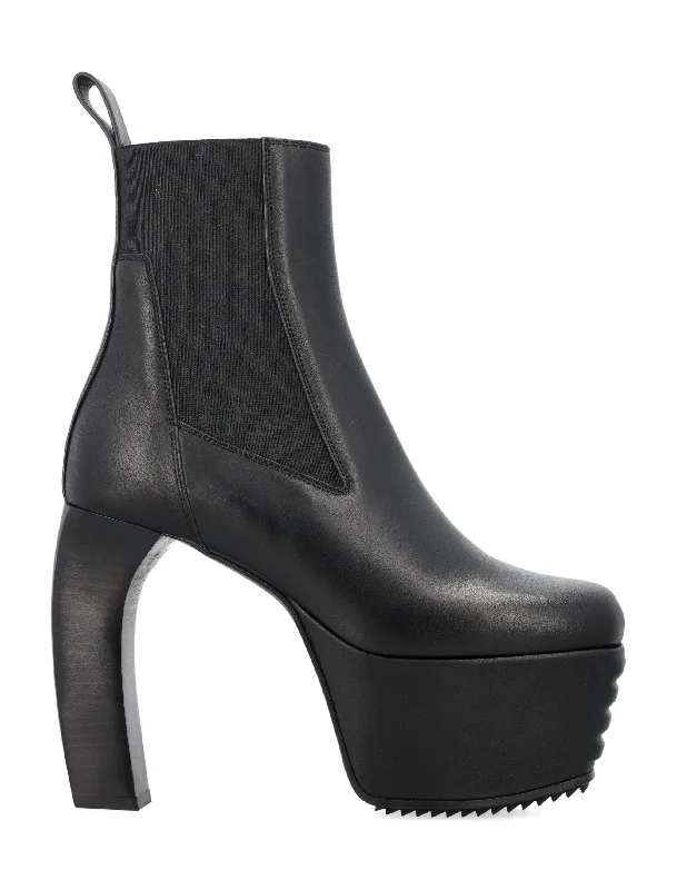 boots for ensuring foot protection in wet conditions-RICK OWENS Banana Platform Leather Boots