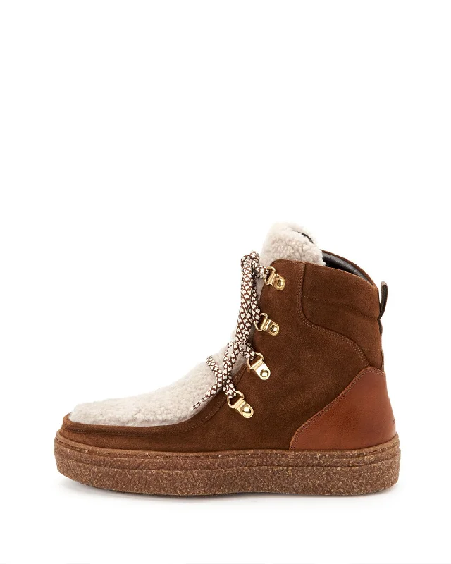 waterproof boots for outdoor adventures-Taelyn Suede Shearling Bootie | Walnut Caramel