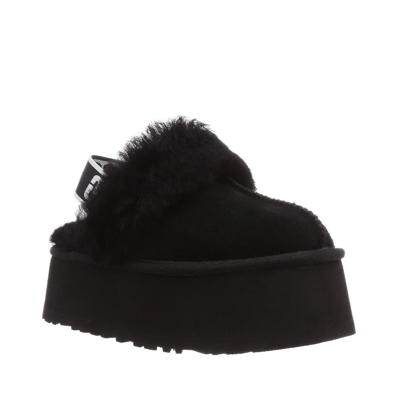 slippers for gentle foot support-Women's Shoes UGG FUNKETTE Platform Sheepskin & Suede Slippers 1113474 BLACK