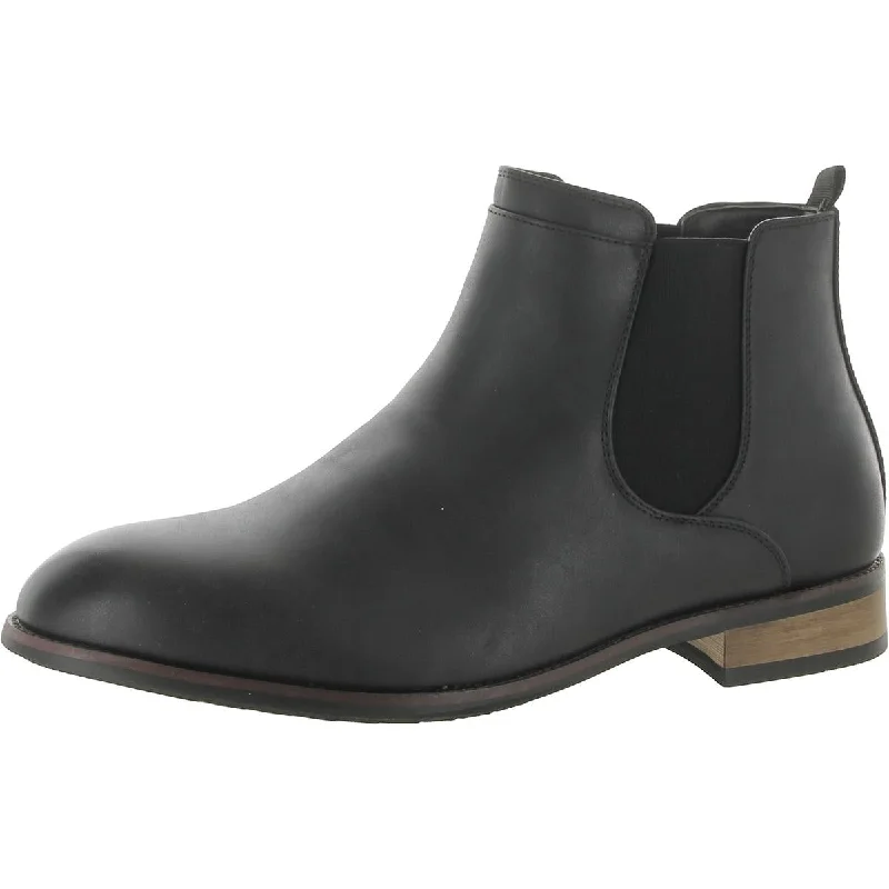 boots for walking in heavy snow with extra support-Vance Co. Mens Landon  Faux Leather Pull On Chelsea Boots