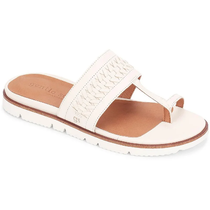 Comfortable sandals for casual wear with soft, flexible footbeds -Gentle Souls by Kenneth Cole Womens Lavern Lite Leather Braided Thong Sandals