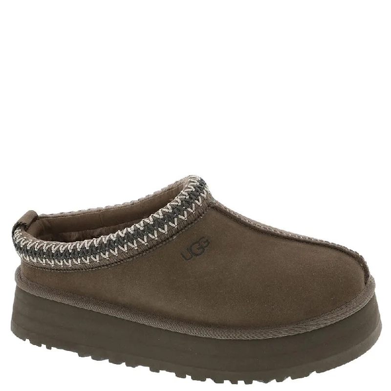 slippers with warm faux fur lining-Women's Shoes UGG TAZZ Platform Suede Slippers 1122553 HICKORY