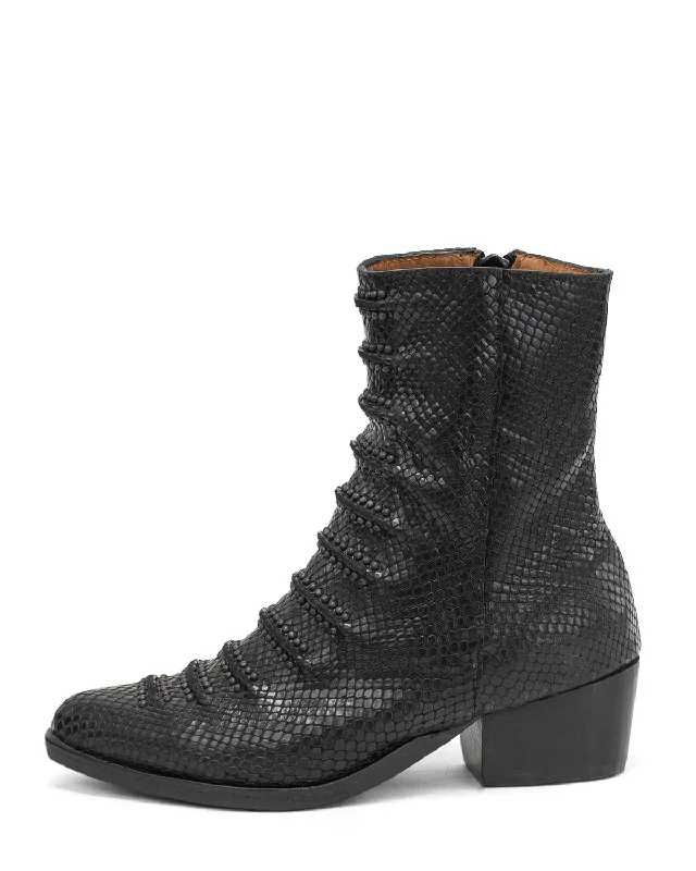 boots for outdoor protection with extra padding-Tiba Tall Bootie | Black Lizard