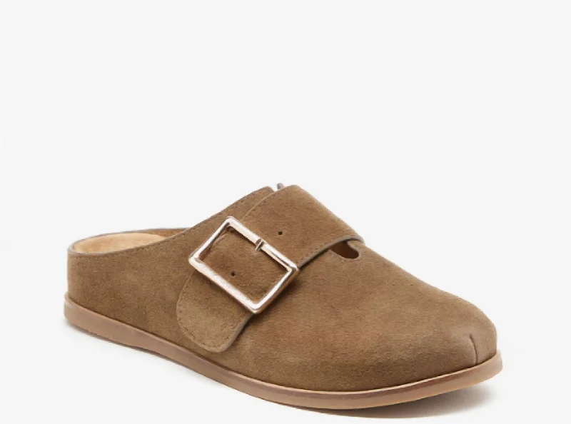 slippers for colder weather-Franklin Clogs In Taupe