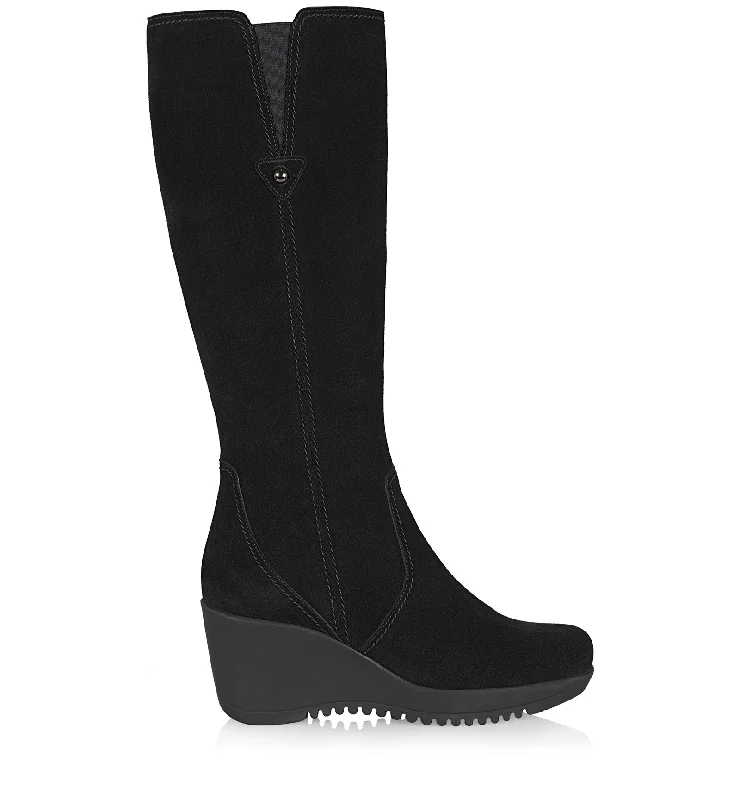 boots for safe walking on icy surfaces-GRACE SUEDE WEDGE BOOT