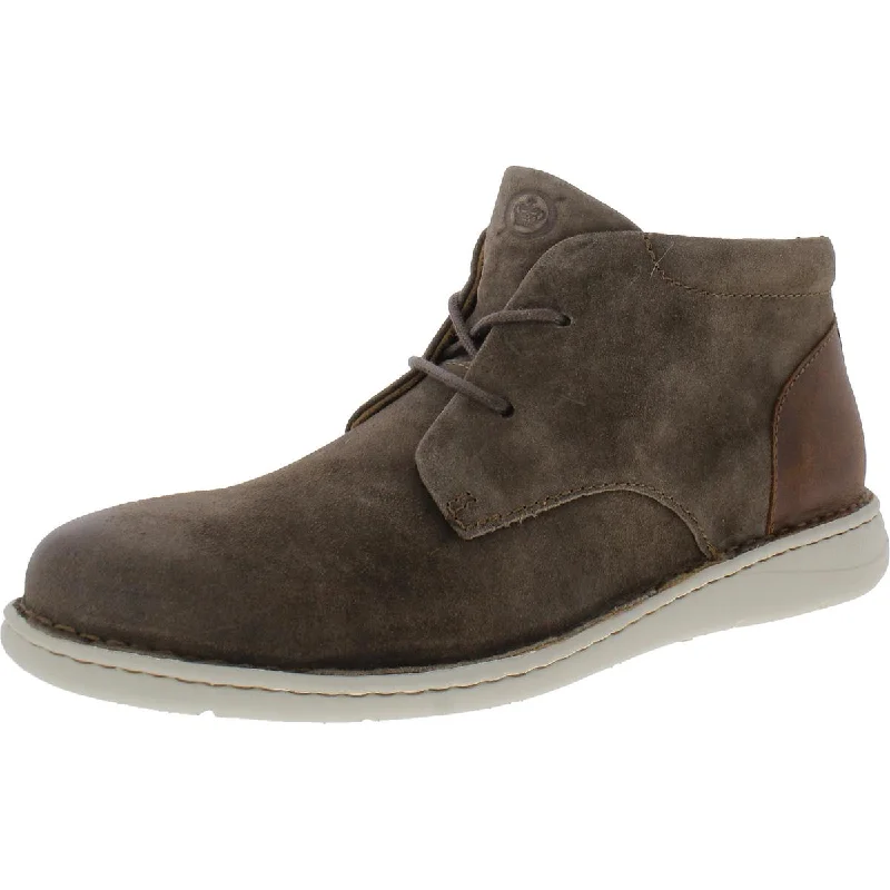 boots for comfortable all-season outdoor wear-Born Mens Theo Leather Round Toe Chukka Boots