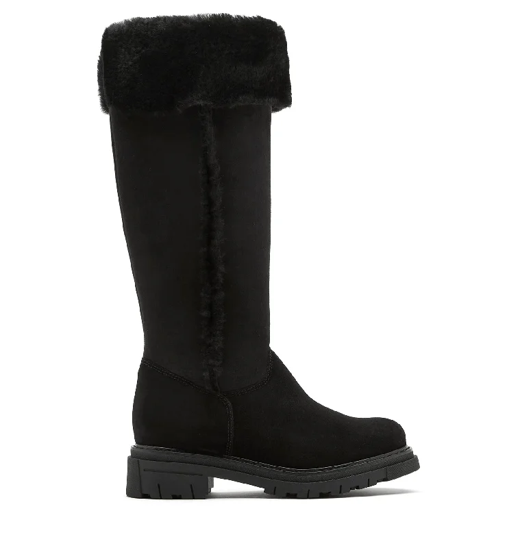 boots with extra arch support for stability-DORITT SHEARLING-LINED SUEDE BOOT