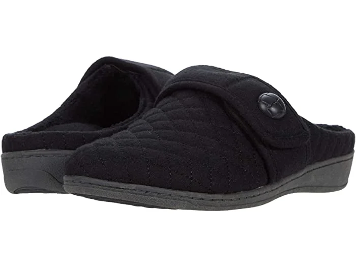 slippers for indoor and outdoor activities-Vionic Carlin Black Backless Slipper Women's