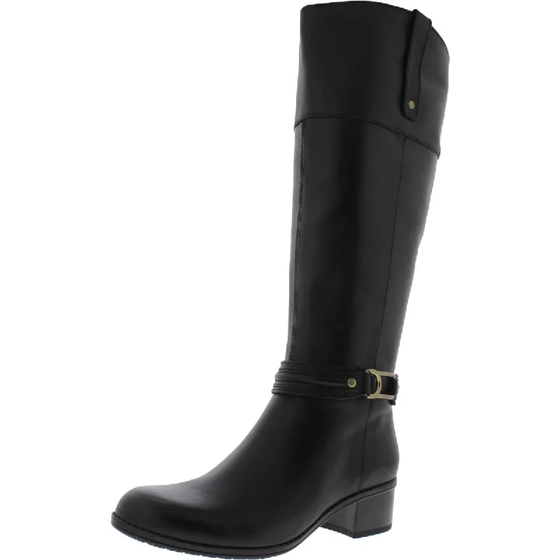 boots for exploring the outdoors with warmth-Bandolino Womens COLORADEE Faux Leather Block Heel Knee-High Boots