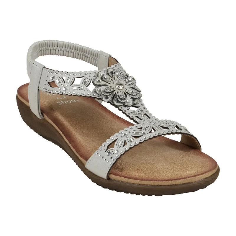 Comfortable sandals for women with flexible soles for ease of movement -Toni Silver Flat Sandals