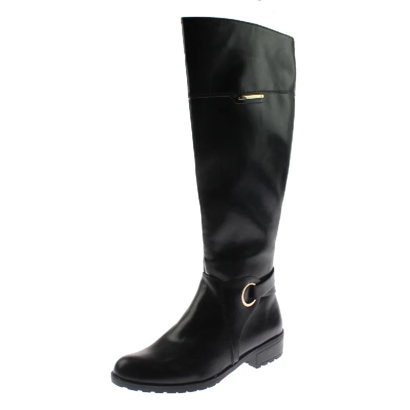 boots for cold weather use with ergonomic design-Alfani Womens JADAH Wide Calf Faux Leather Riding Boots