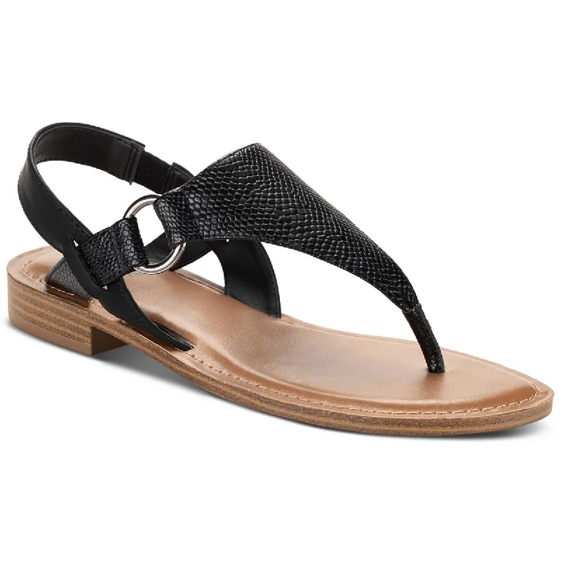 Stylish sandals with a minimalist design for versatile wear -Style & Co. Womens Blairee Faux Leather Casual Thong Sandals