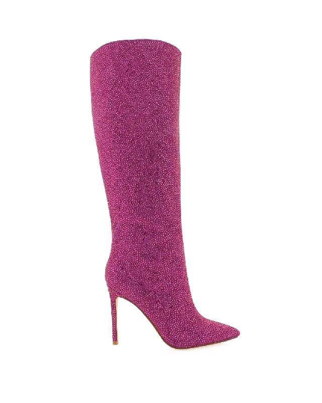 boots with thick soles for added protection-EMMALINE - MAGENTA RHINESTONE