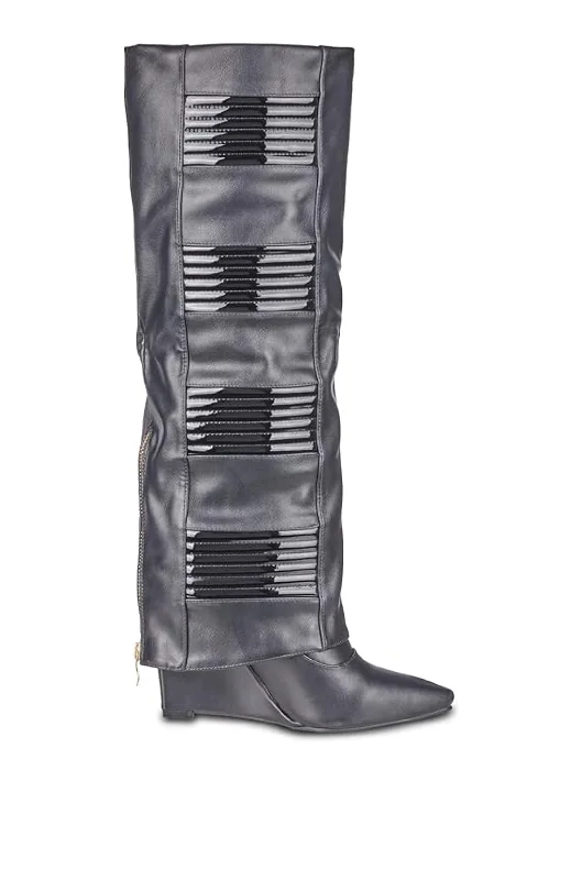 boots with extra cushioning to protect from long walks-VICTORIA BLACK COVERED WEDGE BOOT