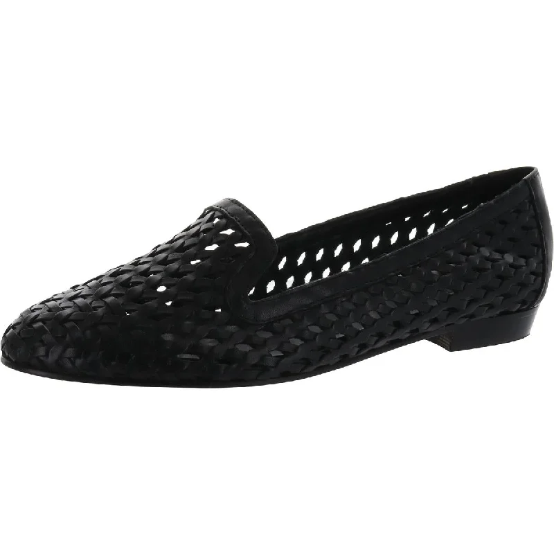 loafers for women with polished finish for office wear -Sesto Meucci Womens Nefen Leather Woven Smoking Loafers