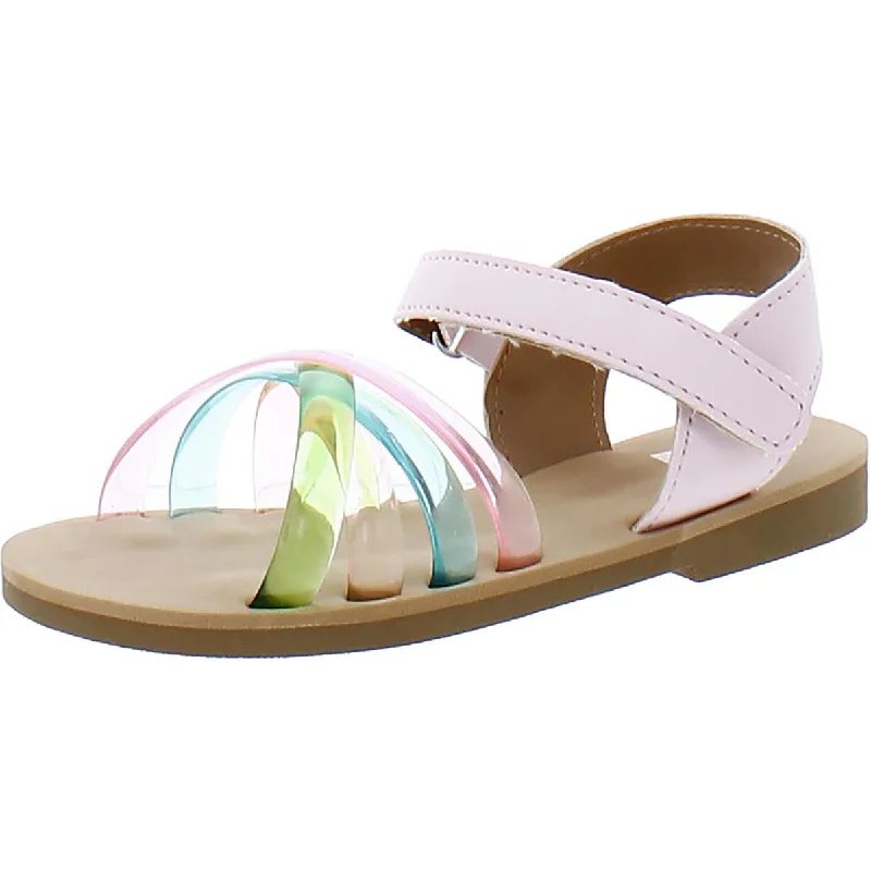 Fashionable sandals for women with floral prints for summer -Baby Deer Girls Toddler Faux Leather Slingback Sandals