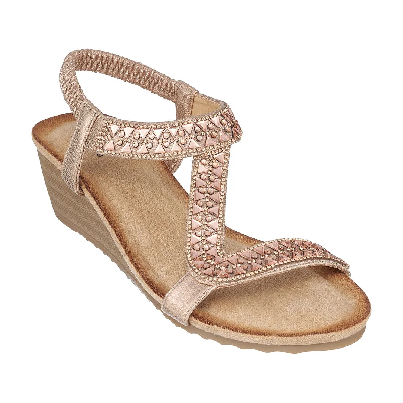 Comfortable sandals with arch support for added comfort -Dua Rose Gold Wedge Sandals