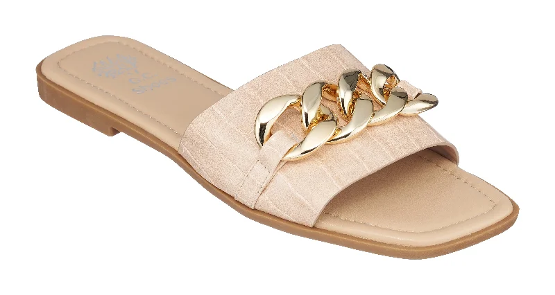 Sandals for women with unique color combinations for fashion -Rina Nude Flat Sandals