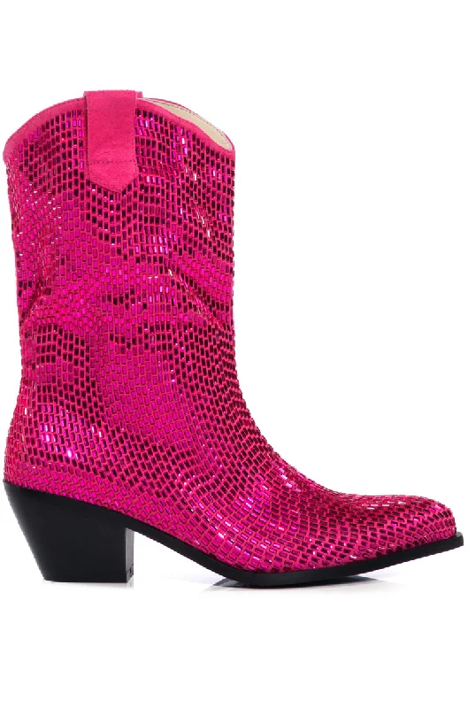 boots for stylish and functional outdoor wear-WELLINGTON-FUCHSIA WESTERN BOOTIE