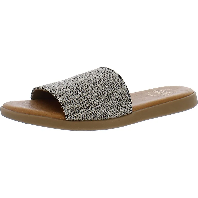 Sandals for women with extra cushioning around the straps for comfort -André Assous Womens Tweed Slip-On Slide Sandals